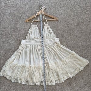 Boho Whimsical Ivory Halter Sundress (adjustable)